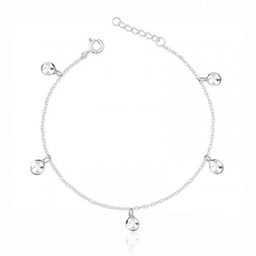 Tornozeleira De Prata Cristal – Joia em Prata 925 de Qualidade