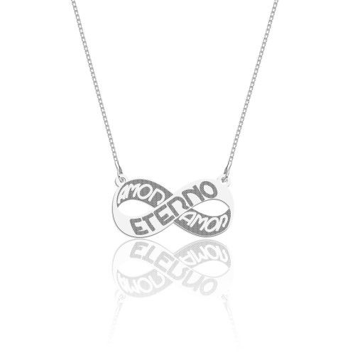 Colar De Prata Infinito Amor Eterno  – Joia em Prata 925 de Qualidade