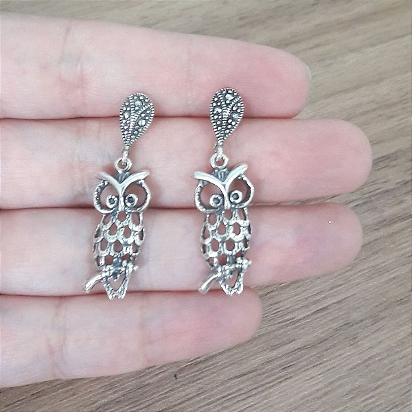 Brinco De Prata Coruja  – Joia em Prata 925 de Qualidade