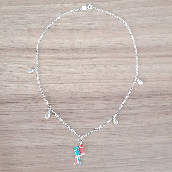 Choker De Prata Gota Ponto De Luz Casal De Passaros – Joia em Prata 925 de Qualidade