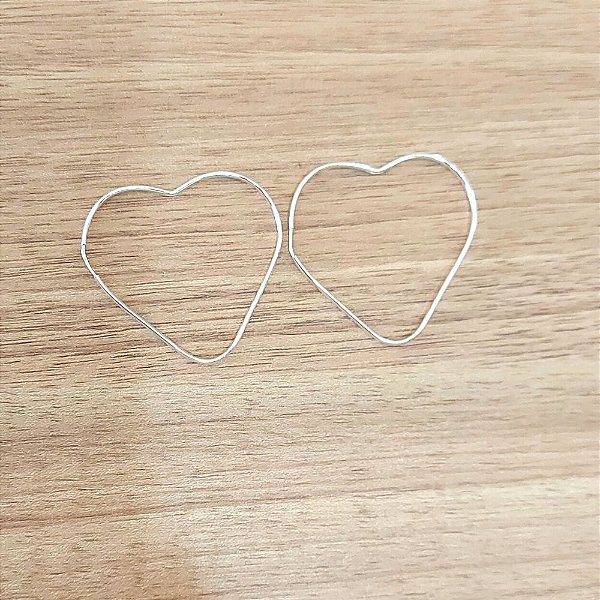 Argola De Prata Coração Fio Meia Cana 4,5 Cm – Joia em Prata 925 de Qualidade