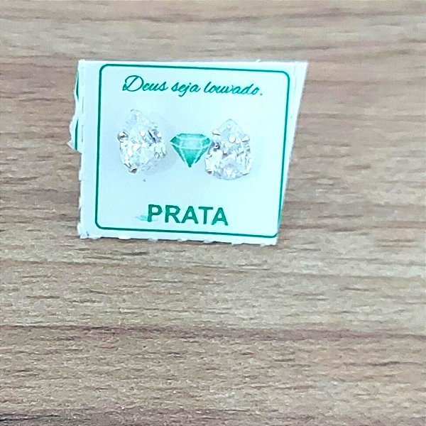 Brinco De Prata Gota Com Zircônia 6X8 – Joia em Prata 925 de Qualidade