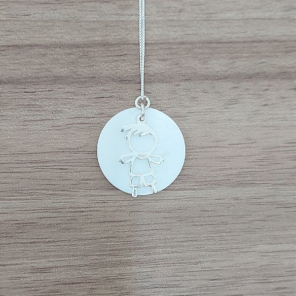 Colar De Prata Menino Com Madreperola – Joia em Prata 925 de Qualidade