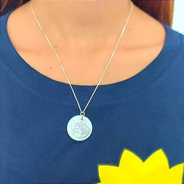 Colar De Prata Arvore Da Vida Com Madreperola – Joia em Prata 925 de Qualidade