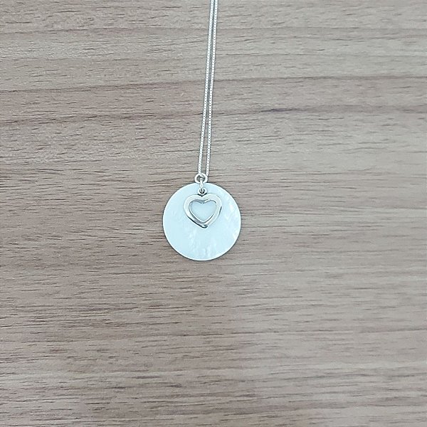 Colar De Prata Coração Com Madreperola – Joia em Prata 925 de Qualidade