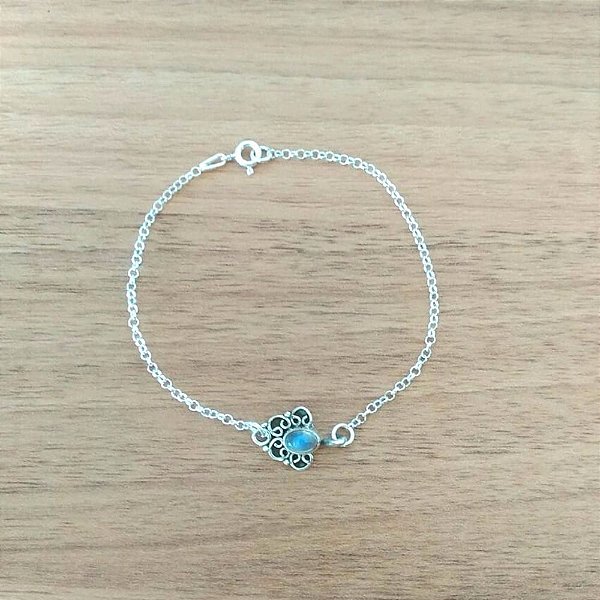 Pulseira De Prata Meio Arabesco Labradorita – Joia em Prata 925 de Qualidade