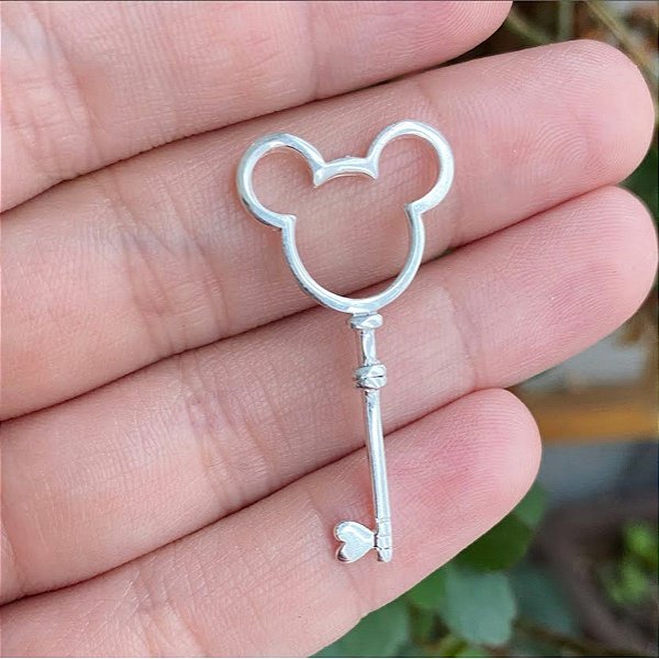 Pingente De Prata Chave Mickey – Joia em Prata 925 de Qualidade