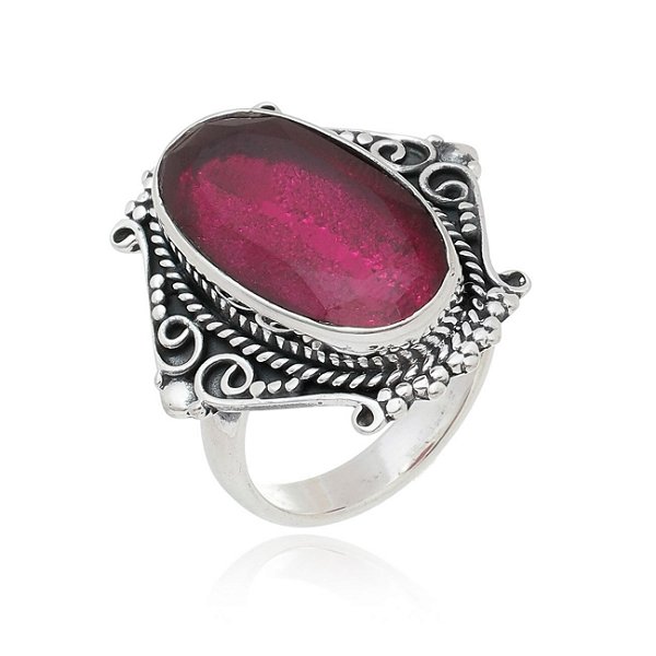 Anel De Prata Britney Rubi – Joia em Prata 925 de Qualidade