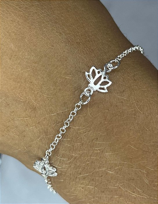 Pulseira De Prata Flor De Lótus – Joia em Prata 925 de Qualidade