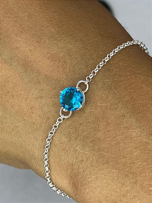 Pulseira De Prata Zircônia Azul Beleza E Estilo – Joia em Prata 925 de Qualidade