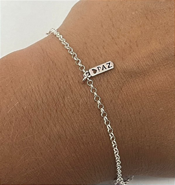 Pulseira De Prata Plaquinhas Paz, Vida Inspiração – Joia em Prata 925 de Qualidade