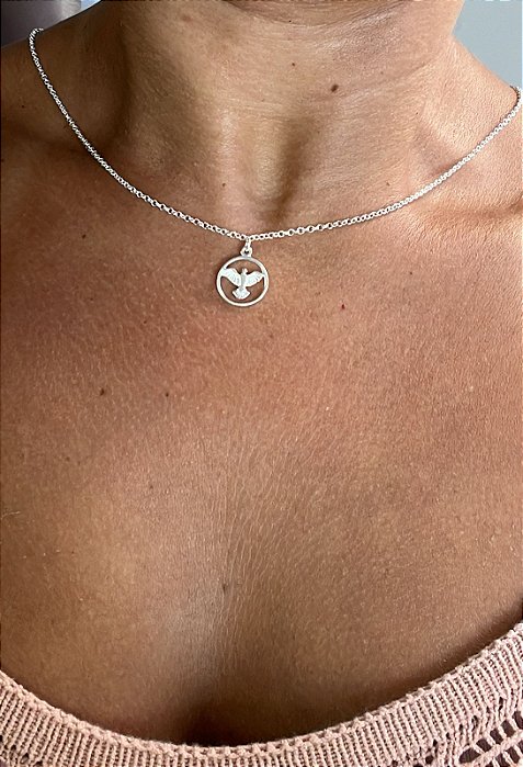 Colar Chocker Pomba Da Paz Brilhante – Joia em Prata 925 de Qualidade