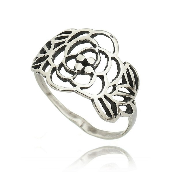 Anel De Prata De Bali Rosa De Saron – Joia em Prata 925 de Qualidade