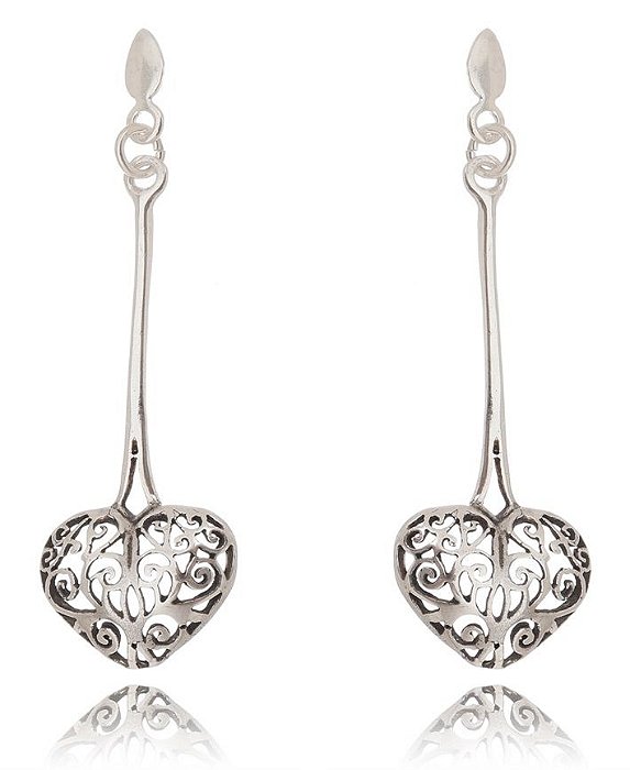 Brinco De Prata De Bali Coração – Joia em Prata 925 de Qualidade