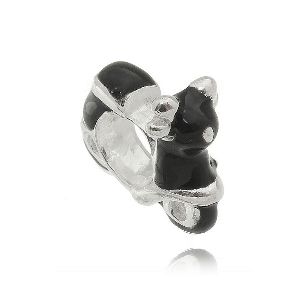 Berloque De Prata Moto Preta – Joia em Prata 925 de Qualidade