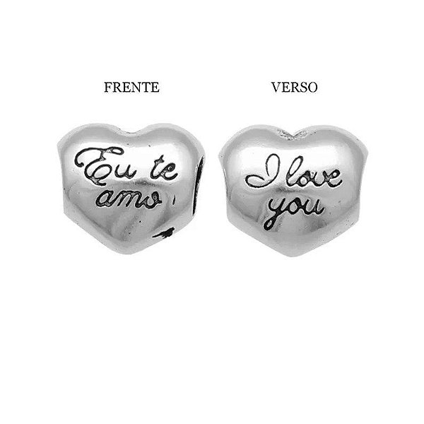 Berloque De Prata Coração Eu Te Amo – Joia em Prata 925 de Qualidade