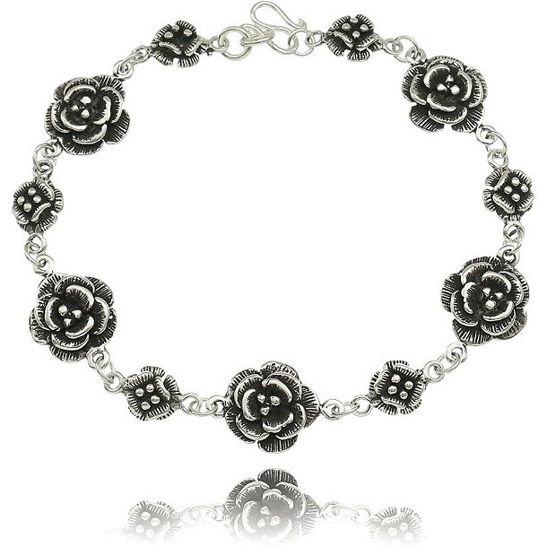 Pulseira De Prata Rosas – Joia em Prata 925 de Qualidade