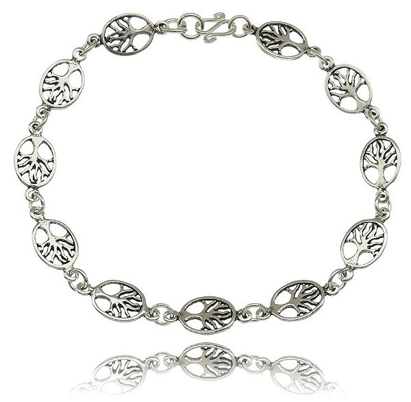 Pulseira De Prata Árvore Da Vida Oval – Joia em Prata 925 de Qualidade