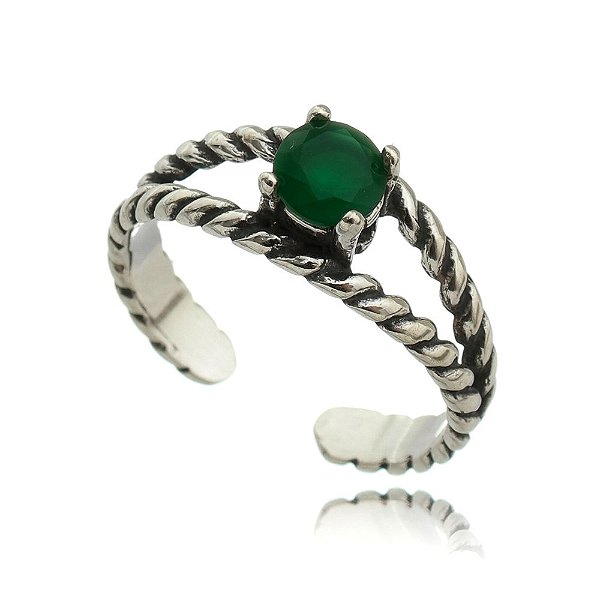 Anel De Prata Bali Solitário Esmeralda – Joia em Prata 925 de Qualidade