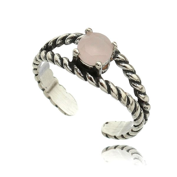 Anel De Prata Bali Solitário Rosa – Joia em Prata 925 de Qualidade