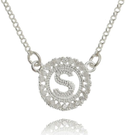 Colar De Prata Letra S Com Zircônias – Joia em Prata 925 de Qualidade