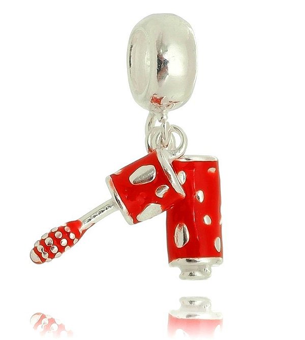 Berloque De Prata Rimel Vermelho – Joia em Prata 925 de Qualidade