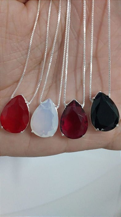 Colar De Prata Com Zircônia Gota – Joia em Prata 925 de Qualidade