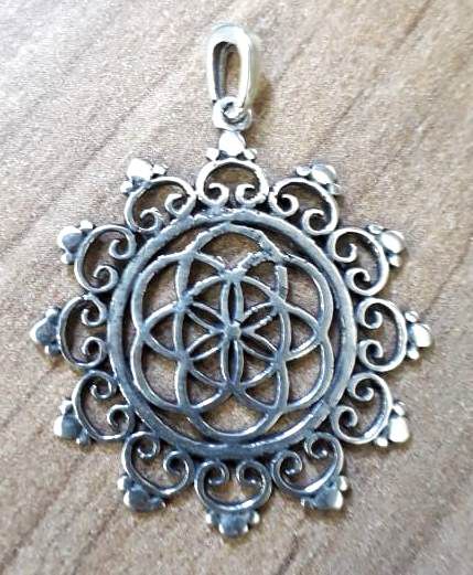 Pingente De Prata De Bali Mandala – Joia em Prata 925 de Qualidade