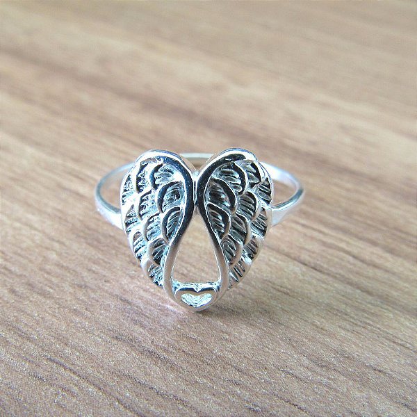 Anel De Prata Clara Asas De Anjo – Joia em Prata 925 de Qualidade