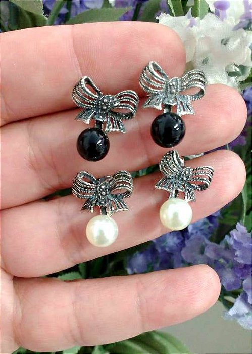 Brinco De Prata Lacinho Com Pérola – Joia em Prata 925 de Qualidade