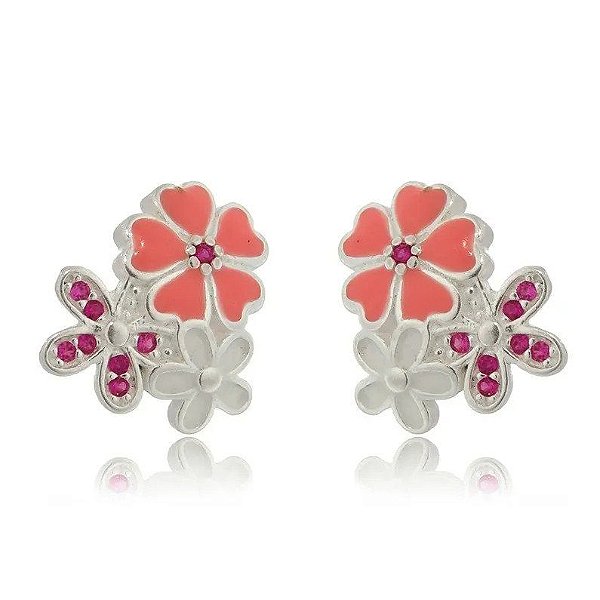 Brinco De Prata Margarida Com Zircônias – Joia em Prata 925 de Qualidade