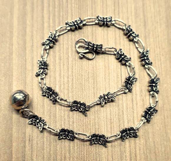 Tornozeleira Prata De Bali Borboletinhas – Joia em Prata 925 de Qualidade