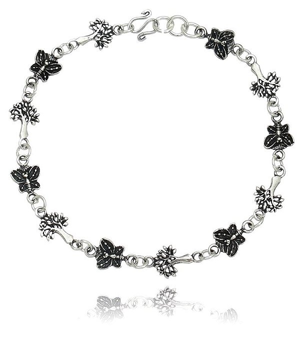 Pulseira Prata De Bali Natureza – Joia em Prata 925 de Qualidade