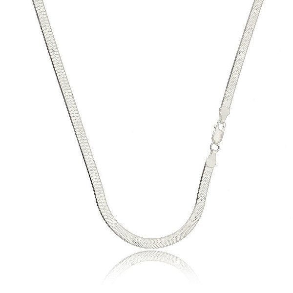 Corrente De Prata Italiana Laminada 45Cm – Joia em Prata 925 de Qualidade