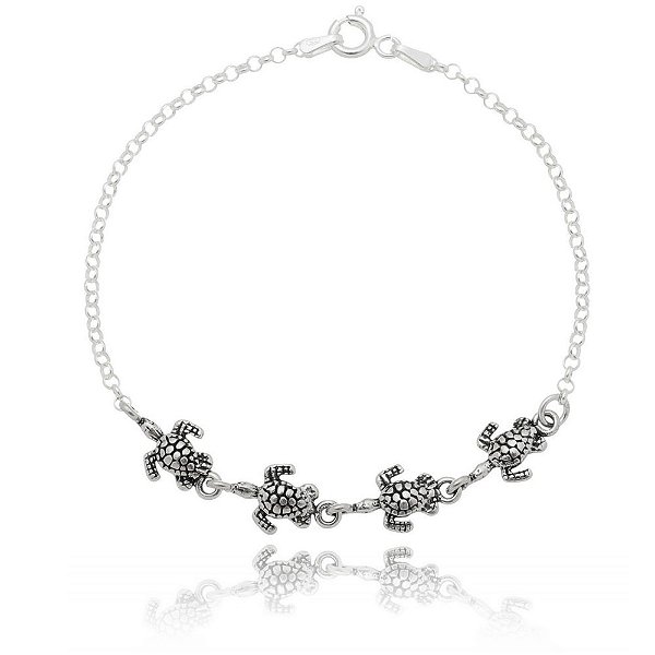 Pulseira Prata De Bali Tartaruga Elinho – Joia em Prata 925 de Qualidade