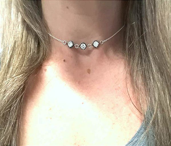 Colar Choker Round Cristal – Joia em Prata 925 de Qualidade