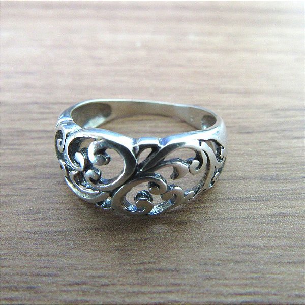 Anel De Prata Clara Diamantadoo Bombom Tribal – Joia em Prata 925 de Qualidade