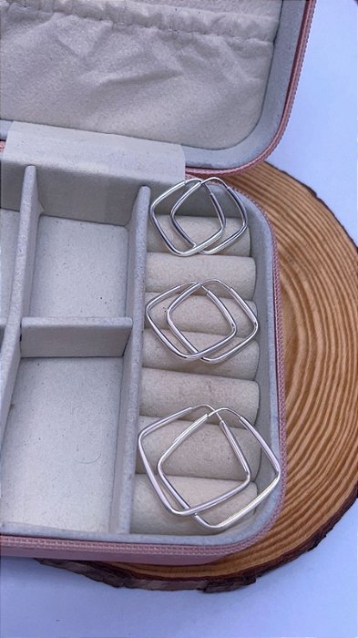 Trio Losango Fio Redondo em Prata