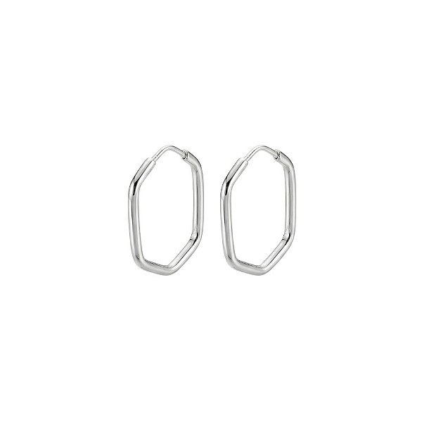 Brinco Argola Sextavado 2,0 cm em Prata