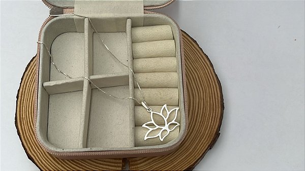 Colar Flor Lotus 45 cm em Prata 925