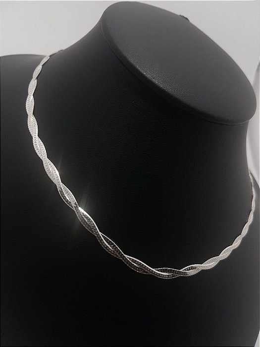 Colar De Prata Trançada 2 Fios – Joia em Prata 925 de Qualidade