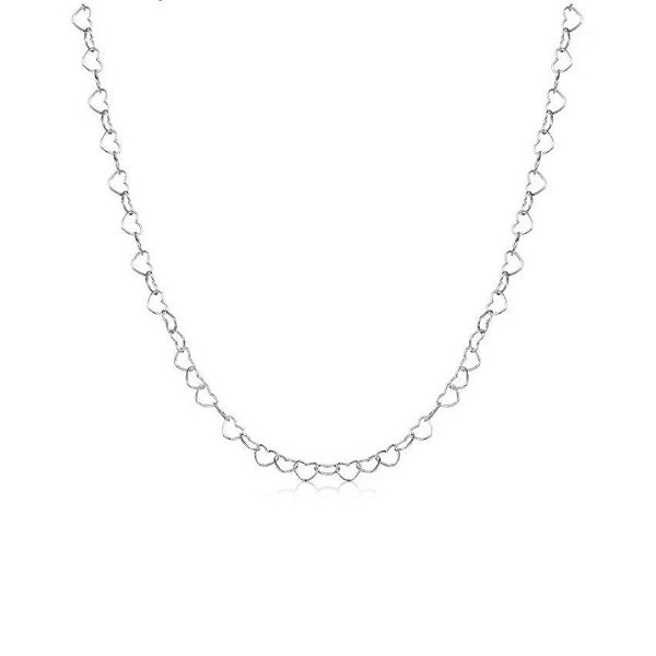 Colar De Prata Corações 40 Cm – Joia em Prata 925 de Qualidade