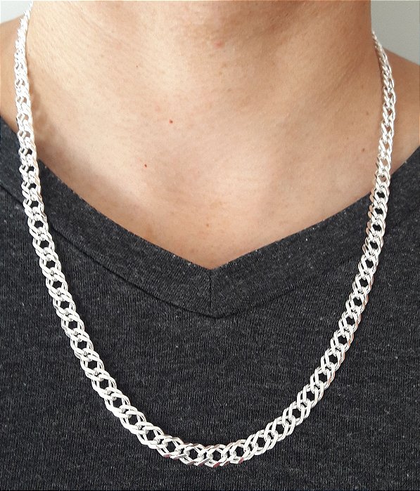 Corrente De Prata Masculina Grumet Dupla 60Cm X 0,5Cm – Joia em Prata 925 de Qualidade