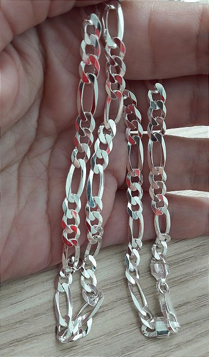 Corrente De Prata Masculina Fígaro 3X1 - 60Cm X 0,5Cm – Joia em Prata 925 de Qualidade