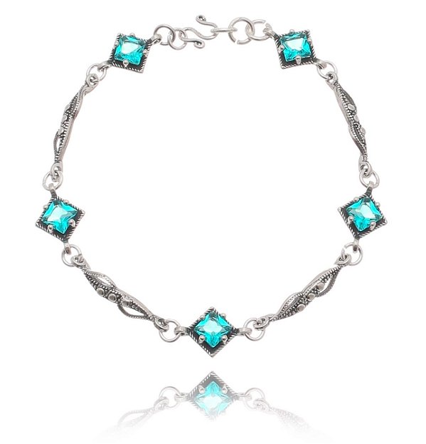 Pulseira De Prata Blossom Verde Turmalina – Joia em Prata 925 de Qualidade