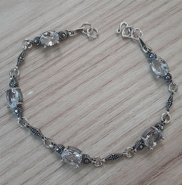 Pulseira De Prata Flower Cristal – Joia em Prata 925 de Qualidade