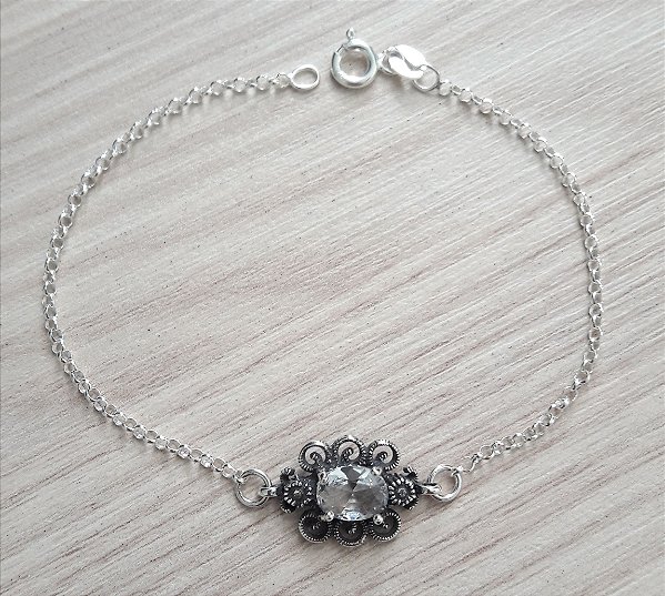 Pulseira De Prata Condessa Cristal – Joia em Prata 925 de Qualidade