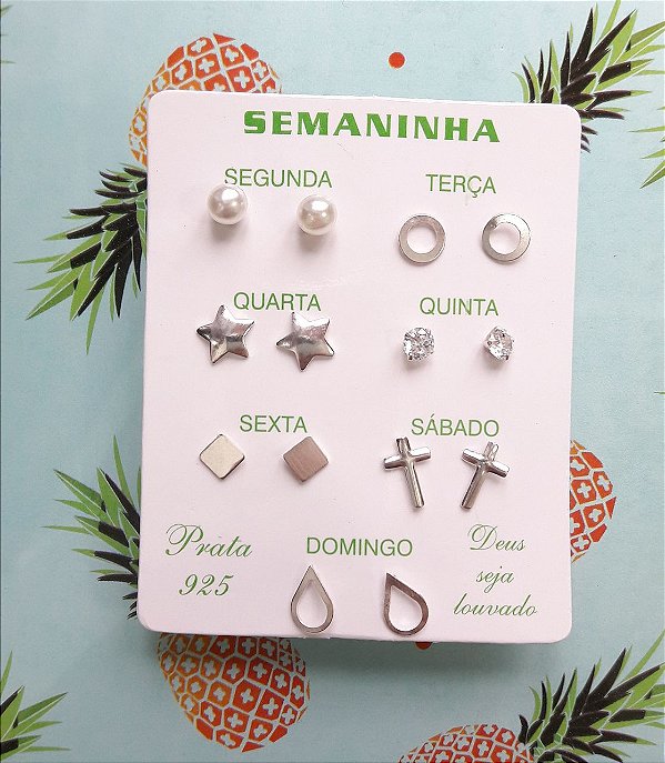 Brincos De Prata Kit Semaninha 4 – Joia em Prata 925 de Qualidade