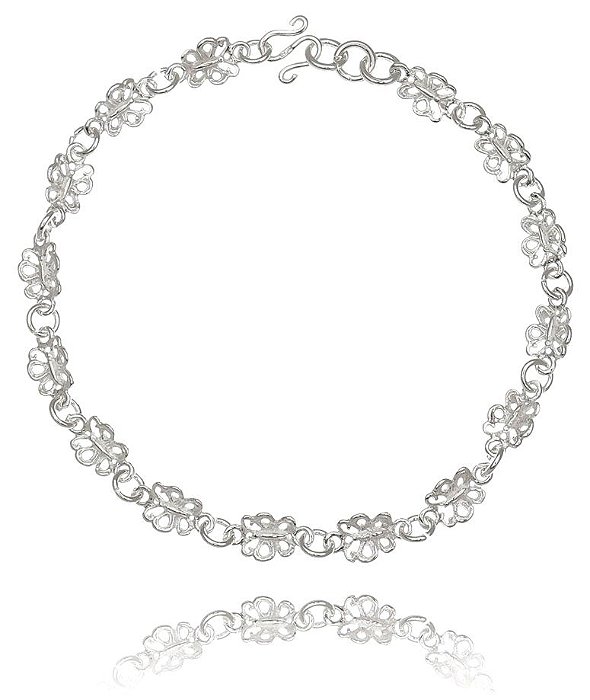 Pulseira De Prata Lisa Borboletinhas – Joia em Prata 925 de Qualidade