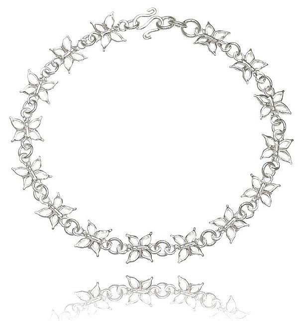 Pulseira De Prata Lisa Borboletas Vazadas – Joia em Prata 925 de Qualidade